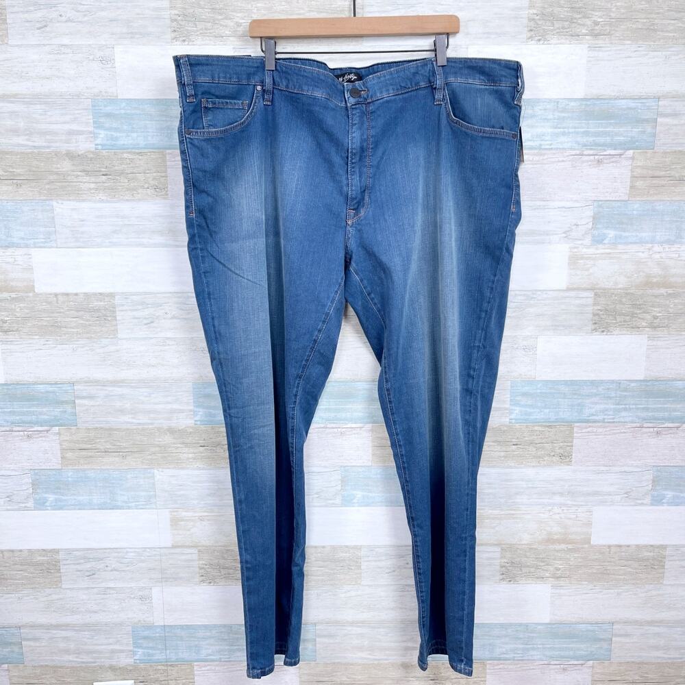 34 Heritage Charisma Relaxed Straight Jeans Med Wash Comfort Stretch Mens 50x34